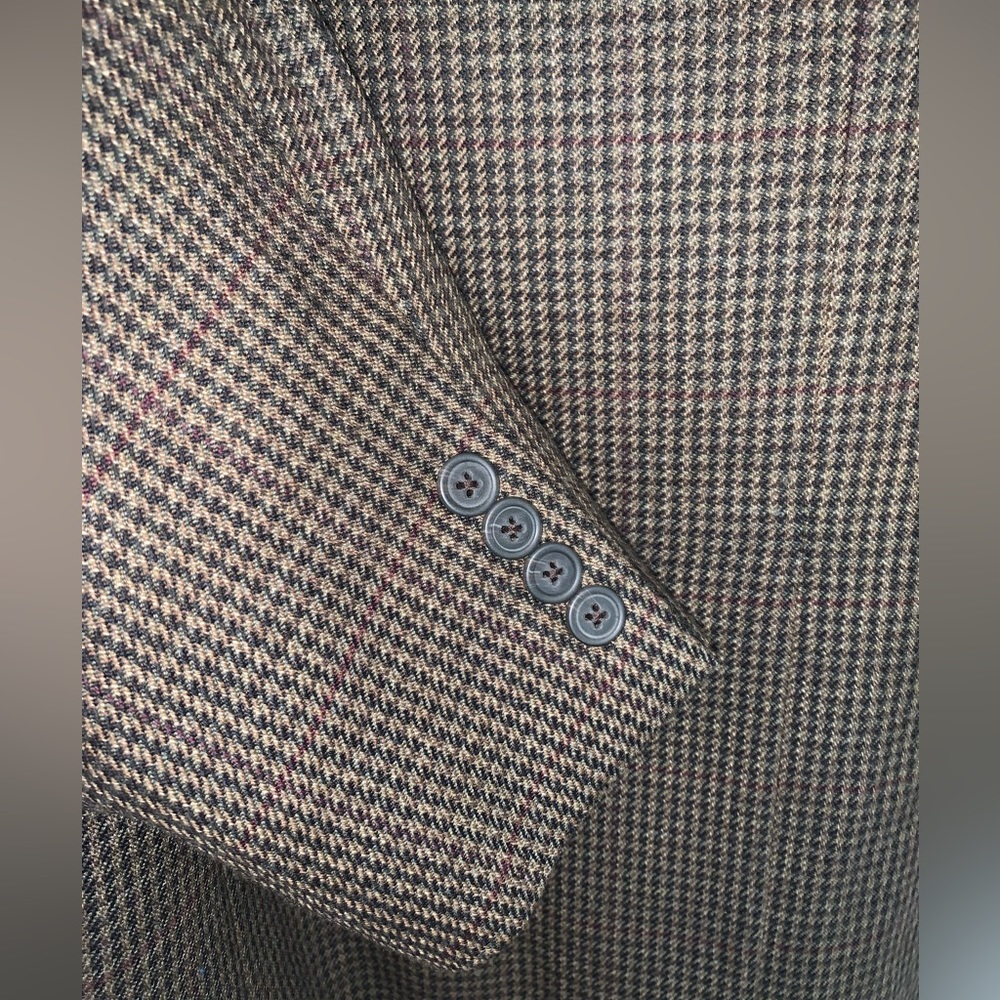 American Living Men’s 100% Wool Brown Houndstooth Jacket Size 42S - Picture 6 of 8